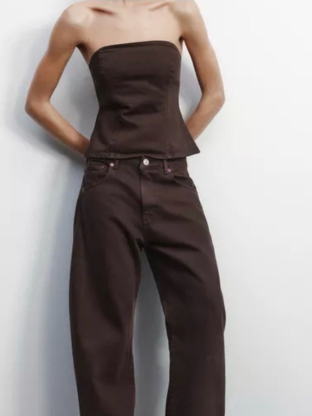 Zara TRF brown denim set